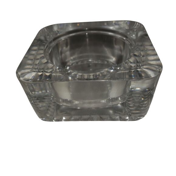 Cristal d'Arques France Heavy Crystal Square Art Deco Trinket Box Candle Holder - Picture 1 of 5
